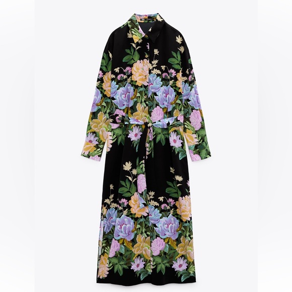 Zara Floral Satin Effect Dress - Picture 7 of 8